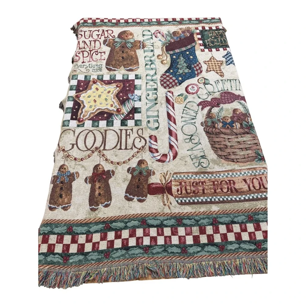Vintage Vicky Howard Gingerbread Christmas Woven Tapestry